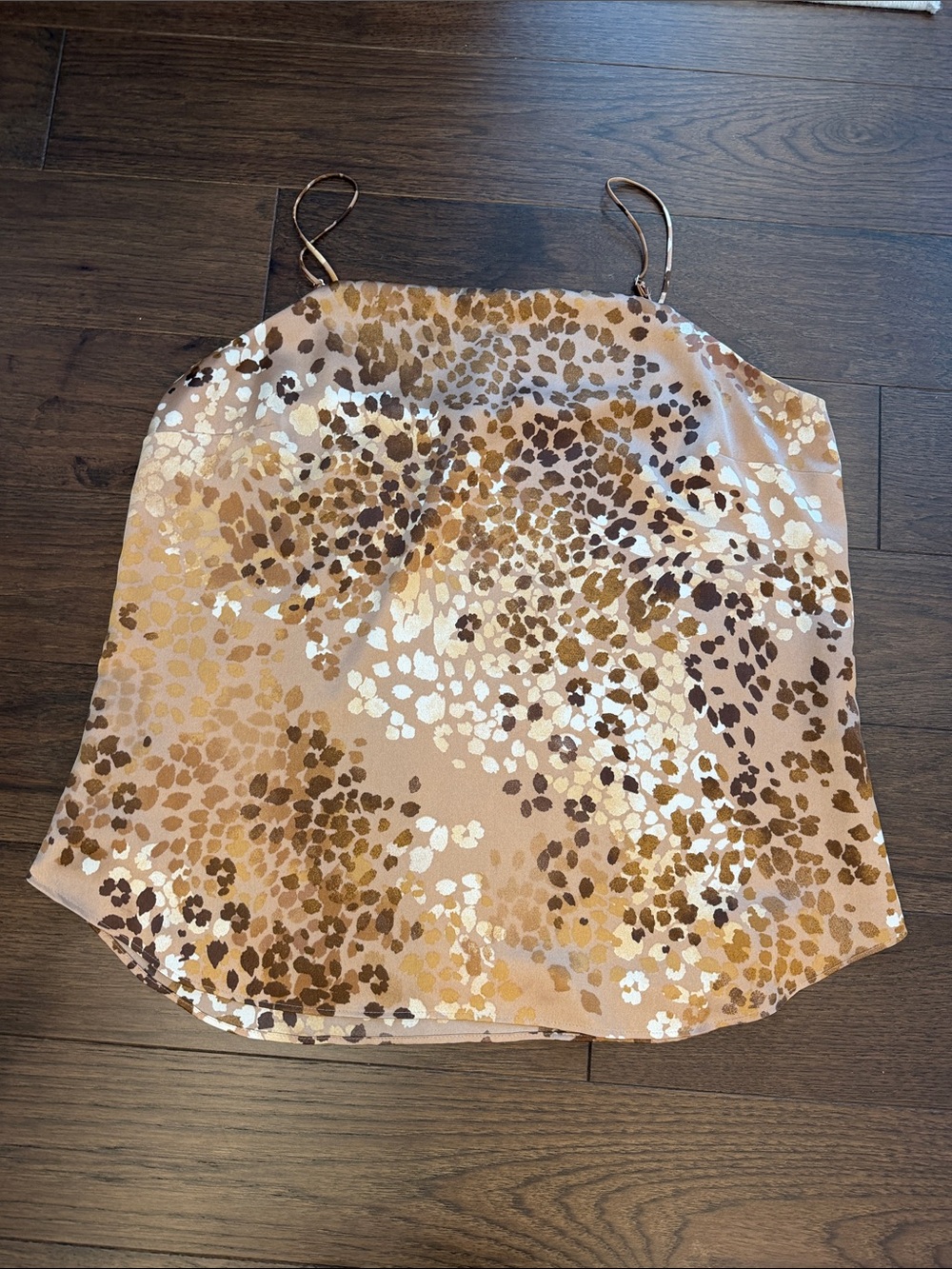 Ann Taylor Leopard Print Faux Satin Cami Large - C52-018